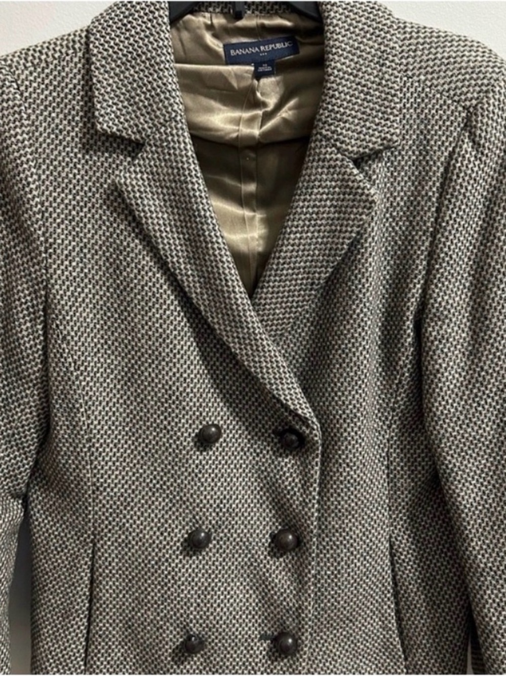 Banana Republic Women's Double-Breasted Blazer Tan & Black Tweed